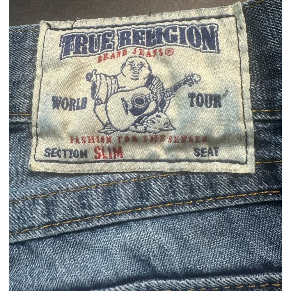 True‎ Religion Mens Jeans 32x26 Straight Leg Blue Denim World Tour Flap Joey Y2K